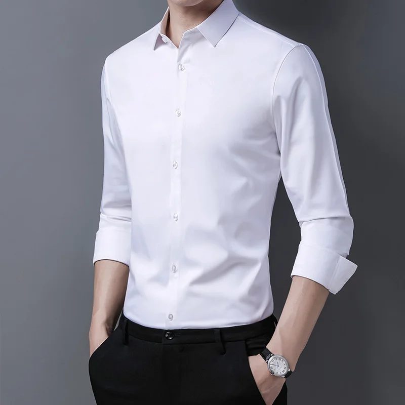 

Men's Casual Fashion Business Solid Color Long Sleeved Shirt