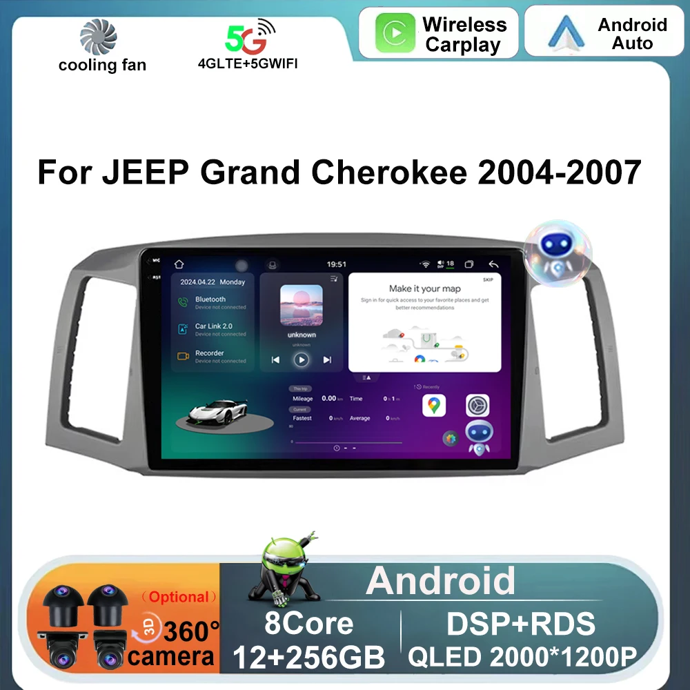 

Автомобильный стерео-радиоприемник Android 9 "для JEEP Grand Cherokee 2004-2007 4G + WIFI 8-ядерный Автомобильный мультимедийный плеер GPS Carplay DSP BT