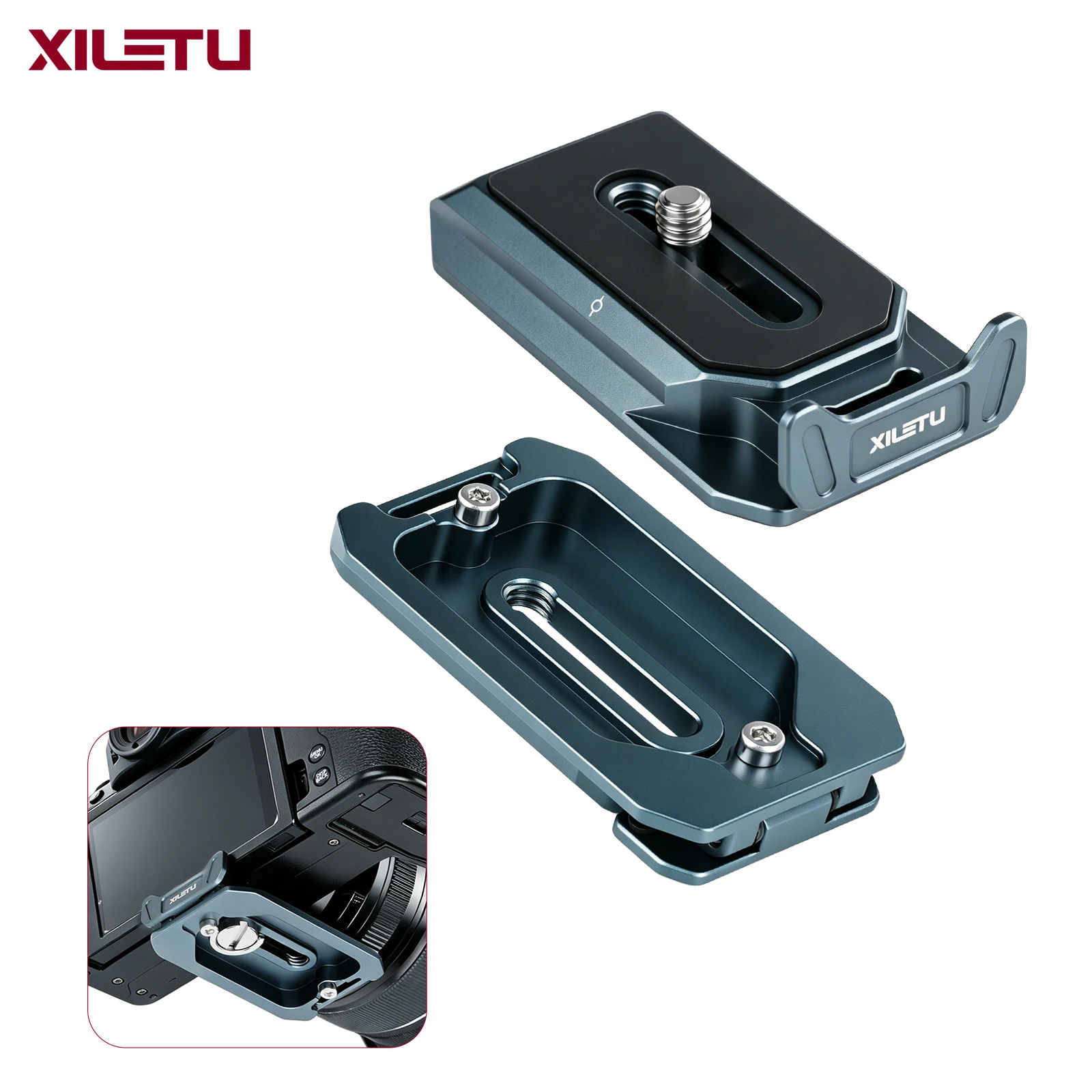 XILETU Anti-Twist QR Plate Arca Swiss Camera Tripod Mount with Foldable Baffle 1/4