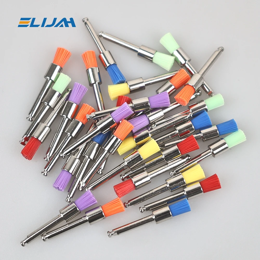 100pcs Dental Materials Prophy Prophylaxis Brush Colour White Nylon Polishing Brushes RA Shank 2.35mm Dentistry Polisher