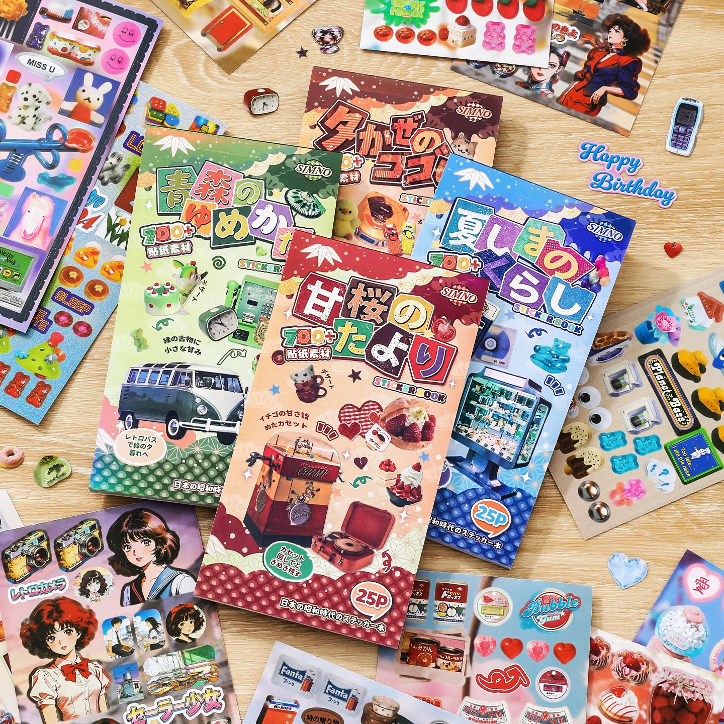 25 Stück Aufkleberbuch im japanischen Showa-Stil, Materialfilm für Handbücher, gestanztes Aufkleberbuch, DIY-Handgemachtes Scrapbook-Schreibwaren