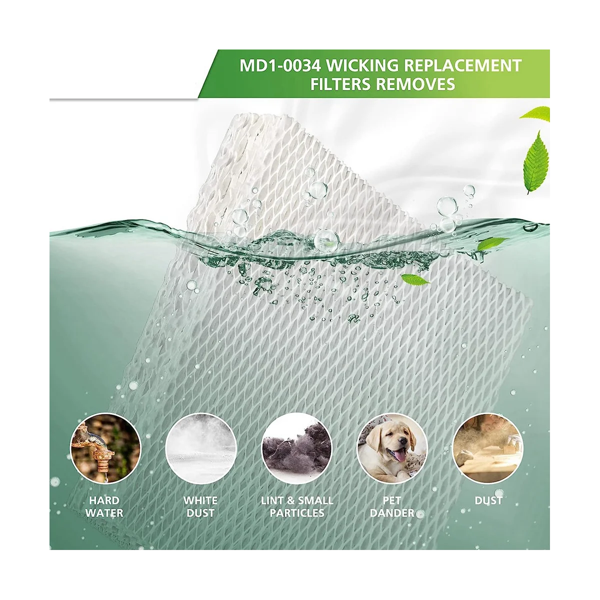 A09G-MD1-0034 Filtro de mecha de humidificador de repuesto compatible con los modelos de humidificador evaporativo Evap40, Evap2, EV100 y más