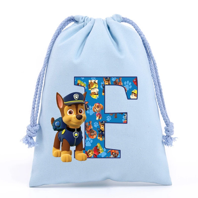 Paw Patrol-Bolso con cordón para niños y niñas, bolsa de almacenamiento con estampado de letras en inglés y dibujos animados, ideal para regalo de