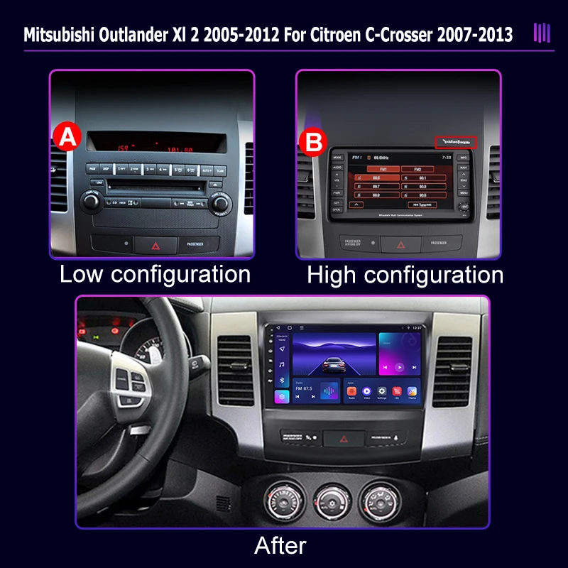 roadivox Android car radio for Mitsubishi Outlander Xl 2 2005 2012 For Citroen C-Crosser 2007 GPS Navigation multimeida player