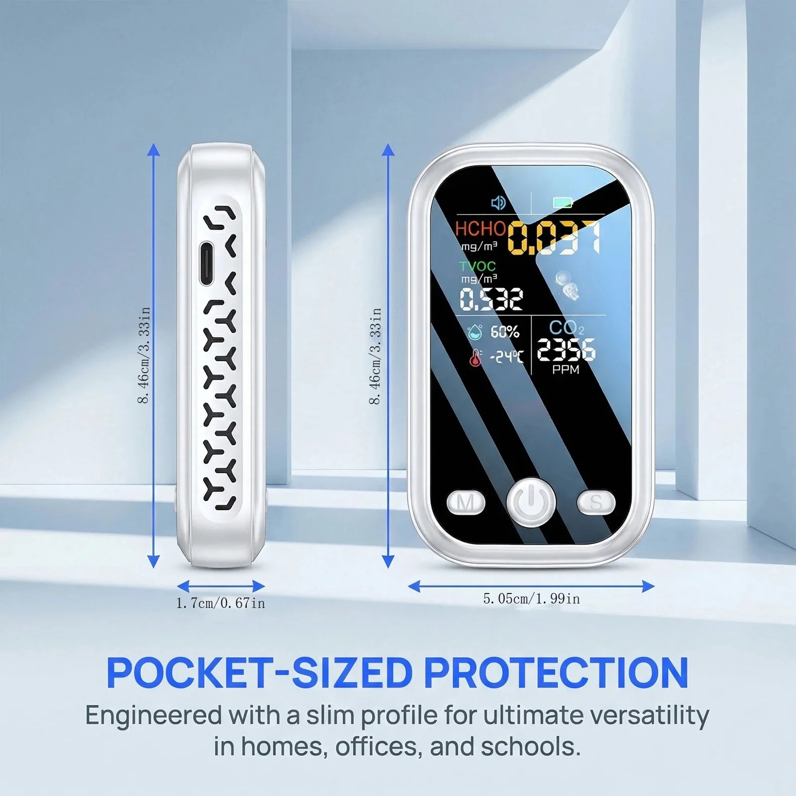 Household Portable Carbon Monoxide Detector Handheld CO Detector for Monitors Concentration and Temperature Air Quality Monitor