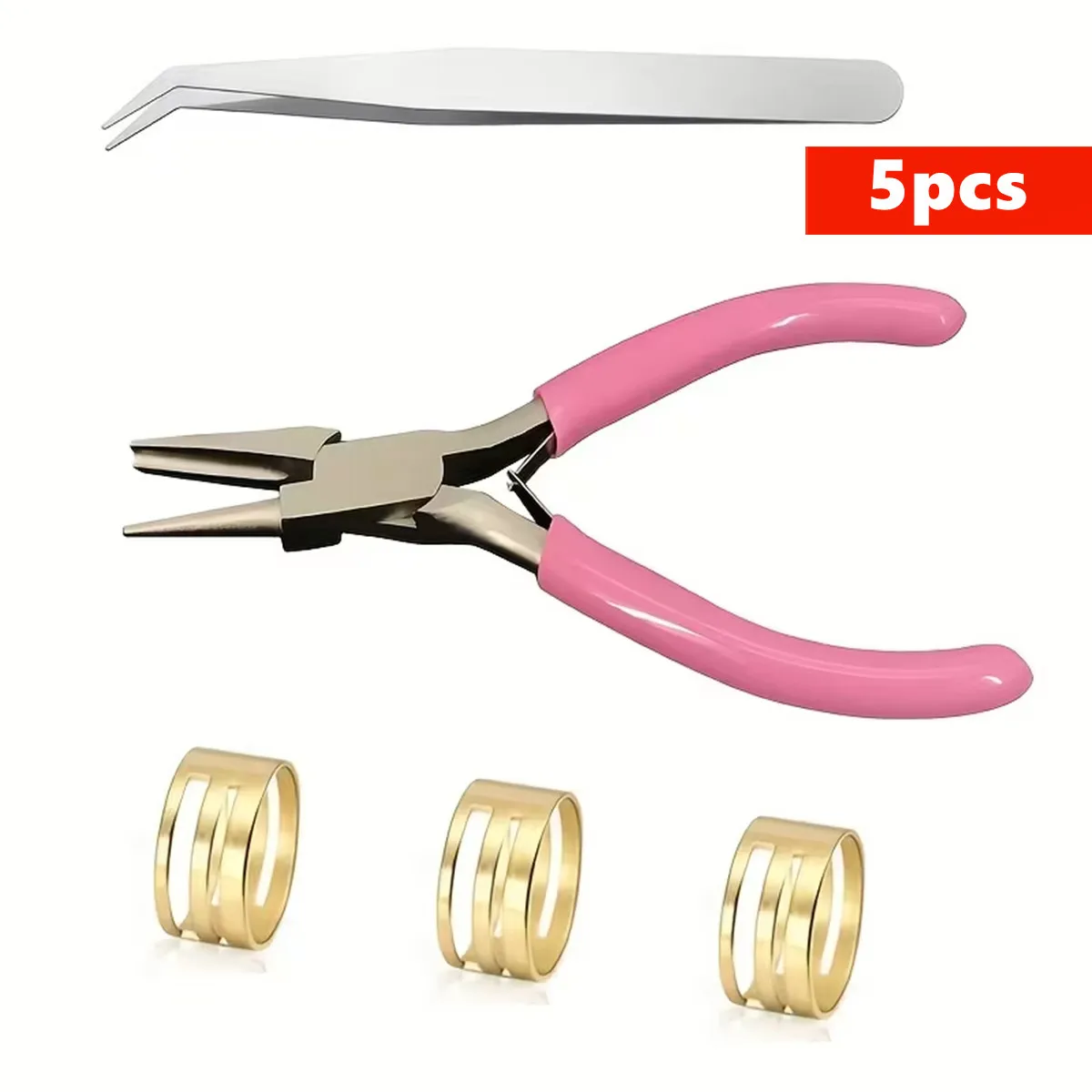 5pcs Pink Jewelry Tools/3pcs Iron Steel Copper Jump Ring Open Ring Tools/1pc Tweezing/1pc Precision Jewelry Pliers
