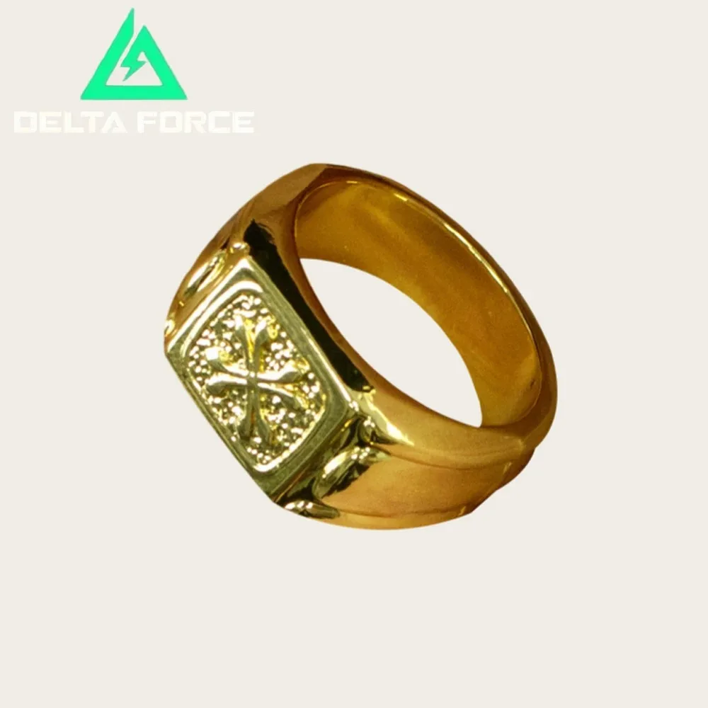 Jogo delta force anel cosplay moda anéis dourados metal hip hop anel de dedo adulto unisex festa adereços um tamanho