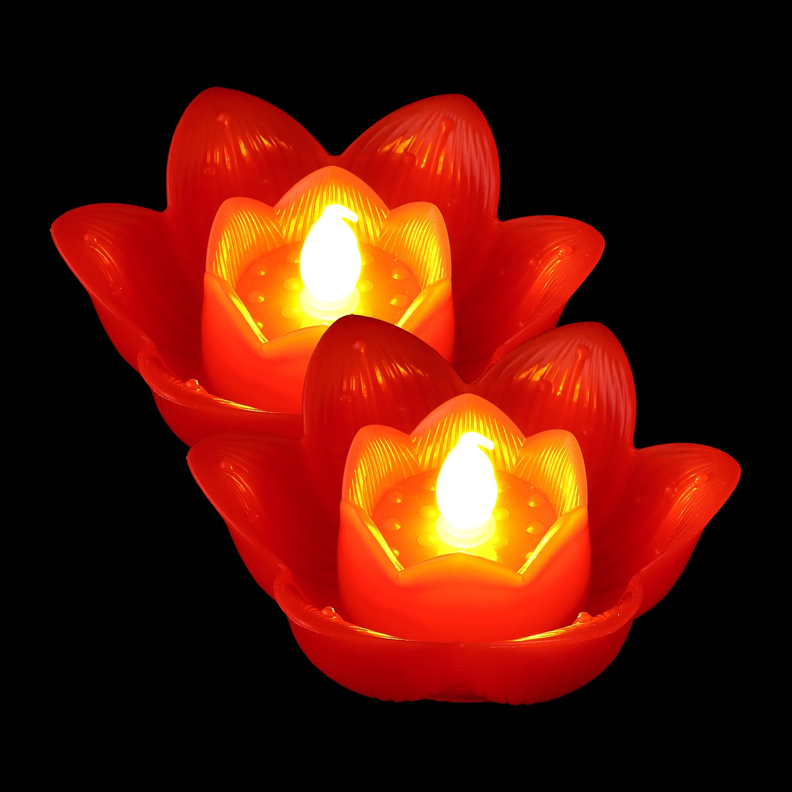 2 قطعة Led الإلكترونية لوتس ضوء واقعية زهرة صغيرة مصباح عديمة اللهب العائمة لحفل زفاف مهرجان الديكور الأحمر