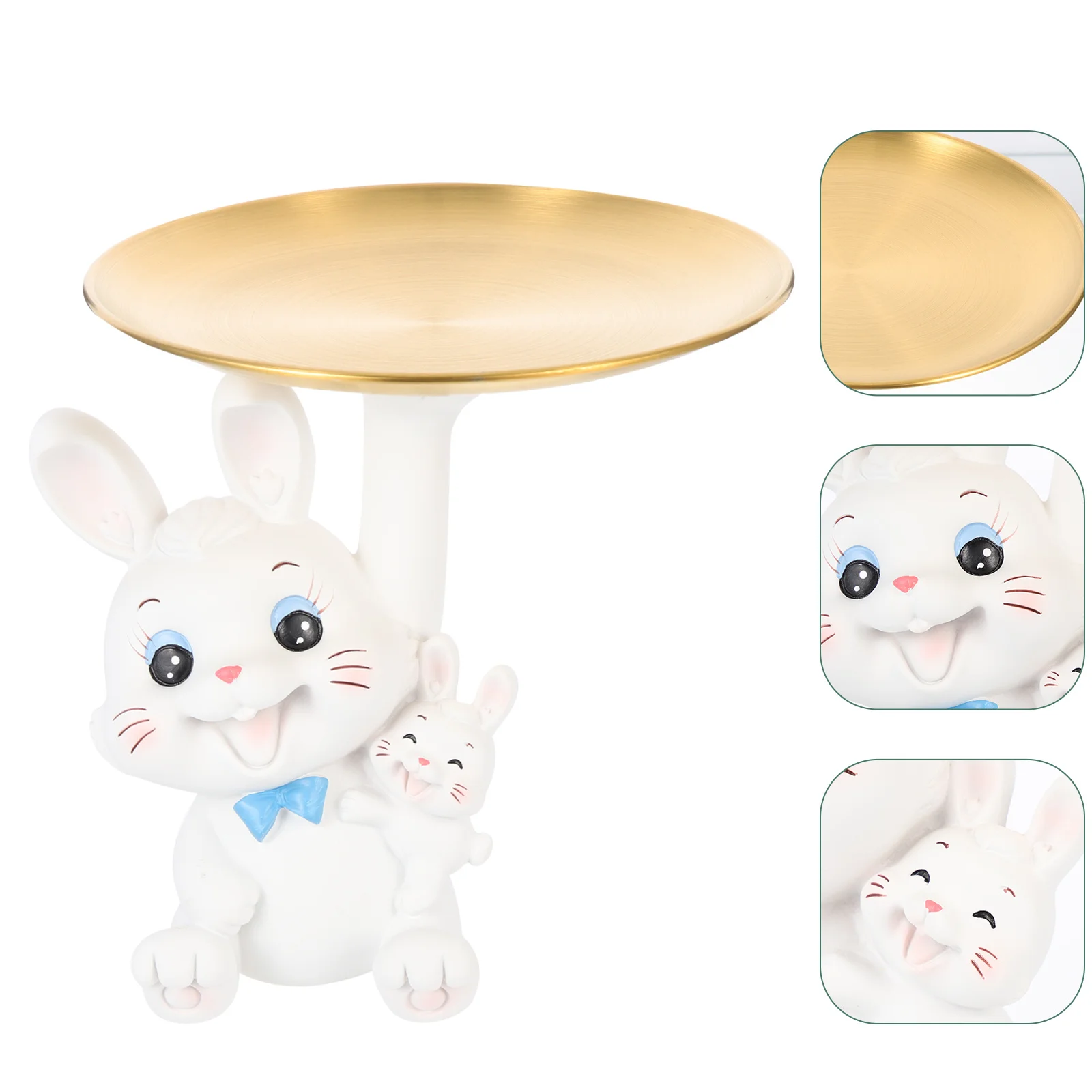 

Bunny Decor Resin Candy Tray Rabbit Jewelry Storage Tray Desktop Ornament Home Office Decoration Bunny Decor Candy Plate