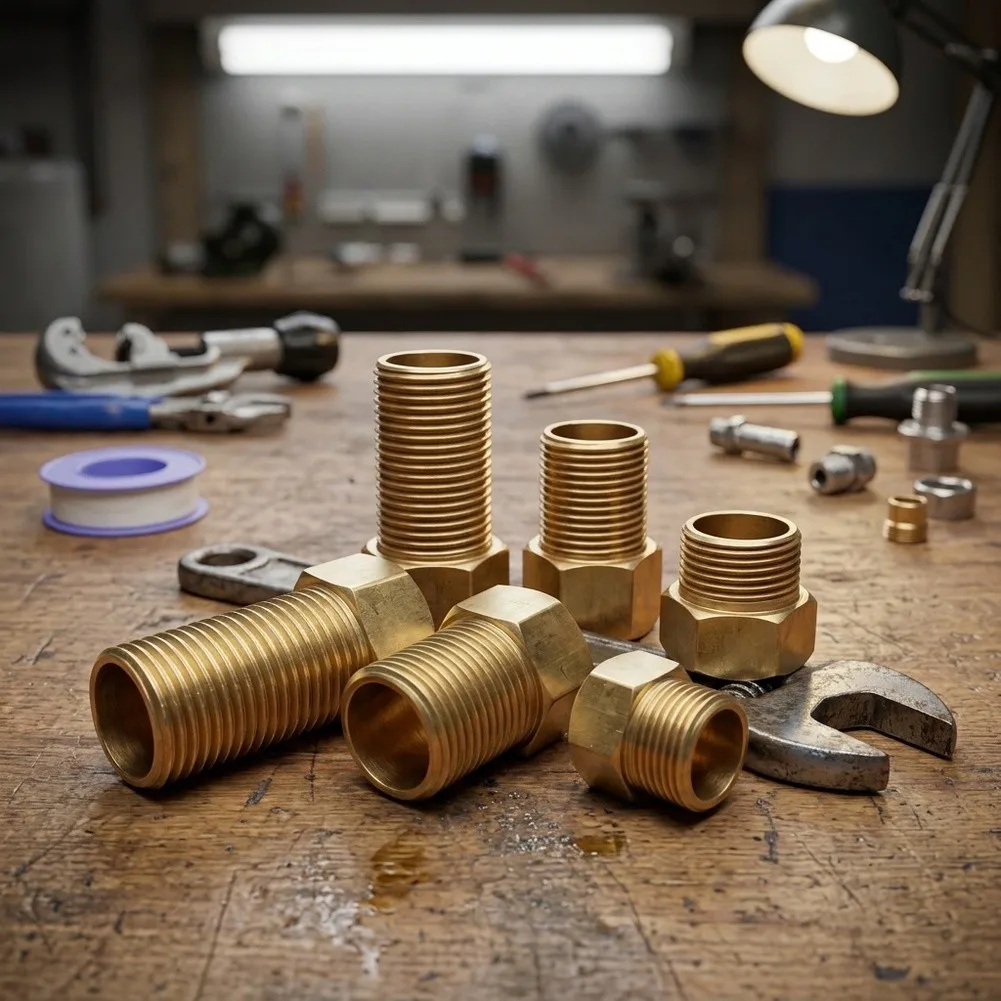 6pcs 12 Inch Brass Pipe Extension Set 30mm 40mm 50mm For Bathtub Faucet Shower Hose Plumbing Fittings Copper Nipple Connector