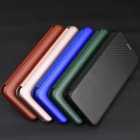 Funda Matte Flip Case for Samsung Galaxy S24 S23 S22 S21 Ultra Note 20 Ultra S20 FE A51 Carbon Fiber Coque Phone Case Cover Capa