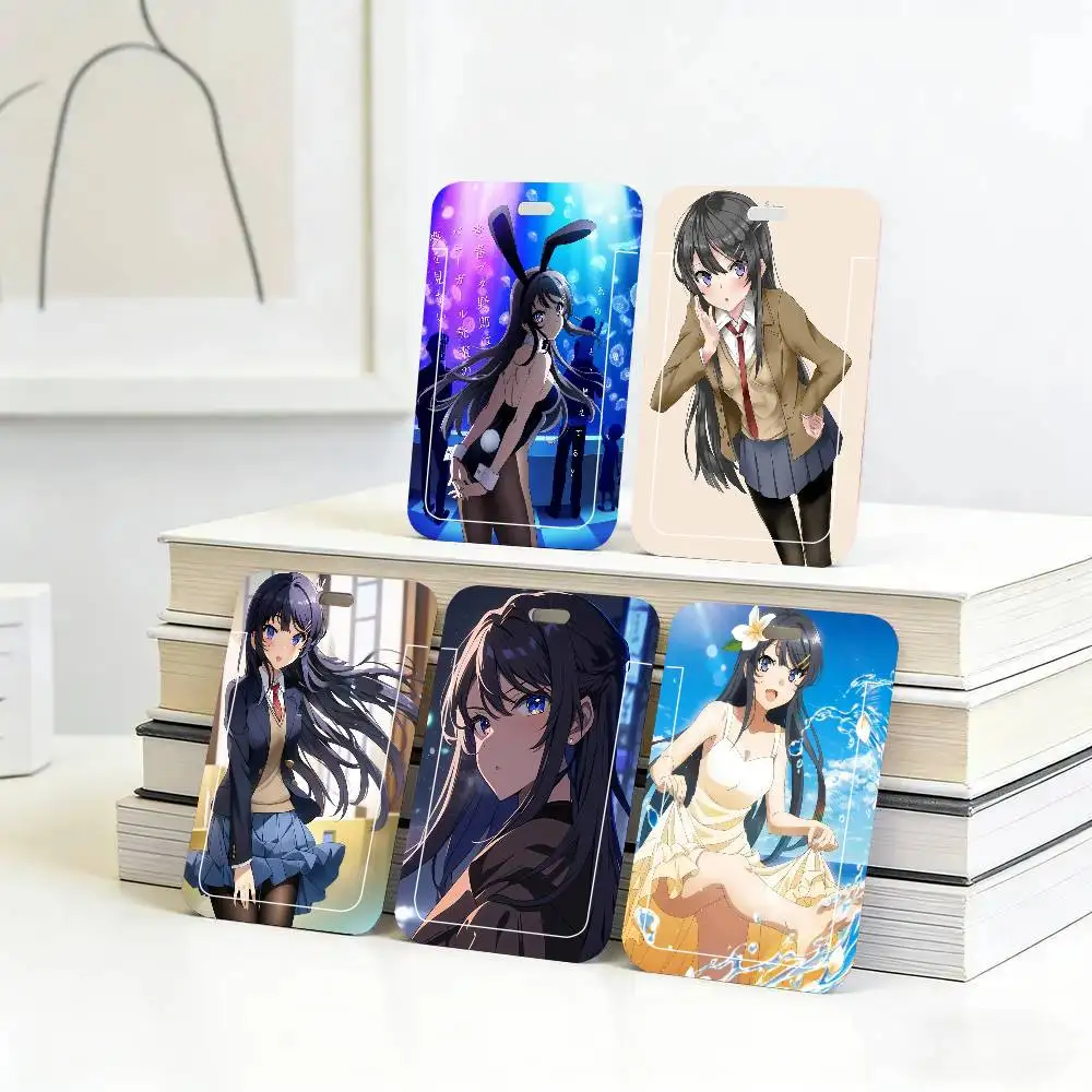 Sakurajima Mai Rascal Does Not Dream Of Bunny Girl Senpai Porte-cartes à cordon noir pour cartes de repas d'étudiant et cartes d'identité scolaires