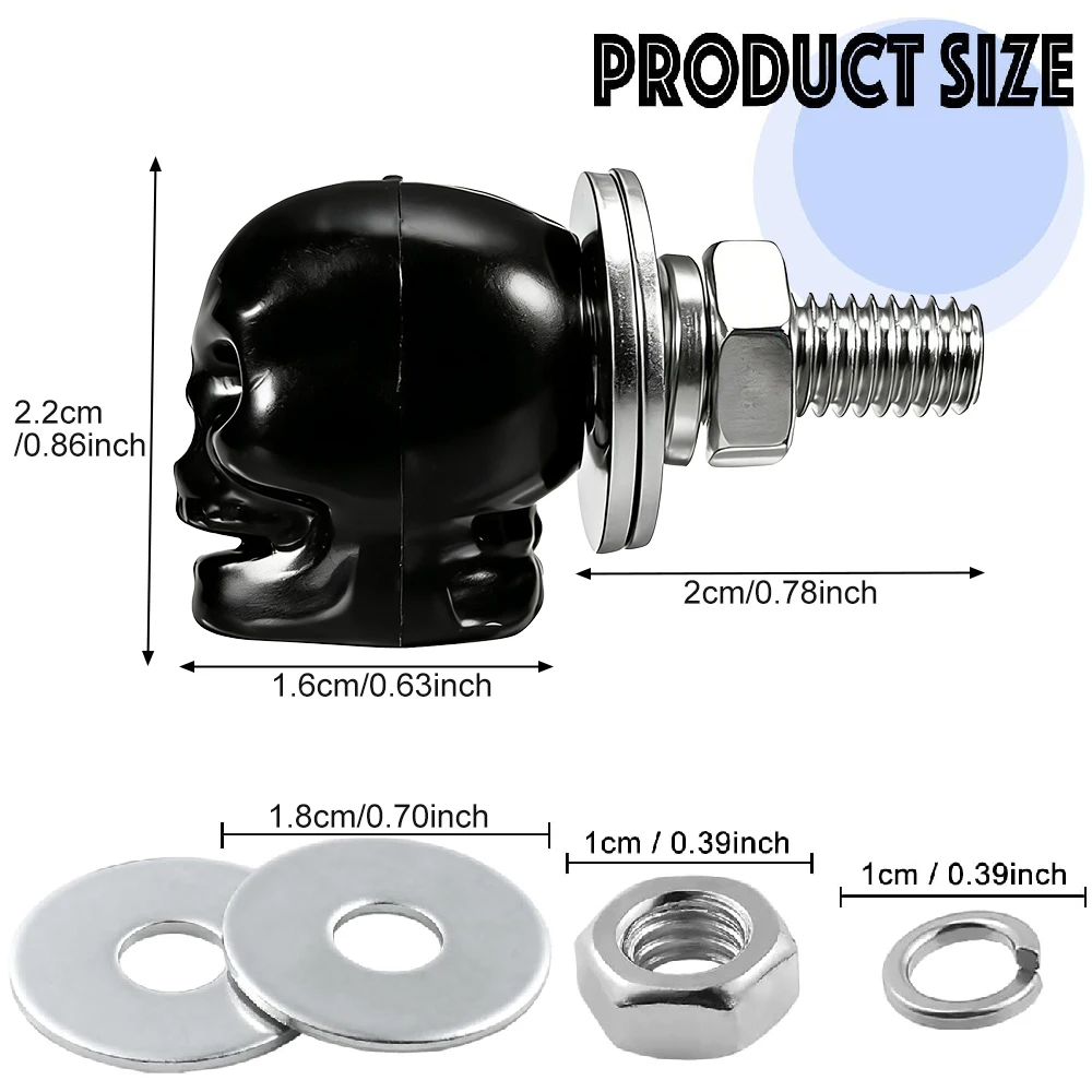 4PC Skull License Plate Screws,Skull License Plate Frame Bolts Fasteners Kit,Anti-Theft Car Tag Frame Screws Exterior Decoration