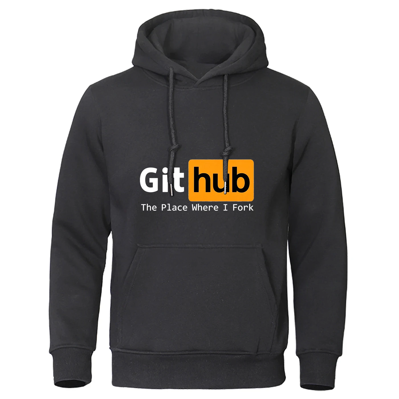 Github The Place Where I Fork Logo Print Classic and generous Hoodies 2026 Spring And Autumn Men's Fashion Hooded Coat