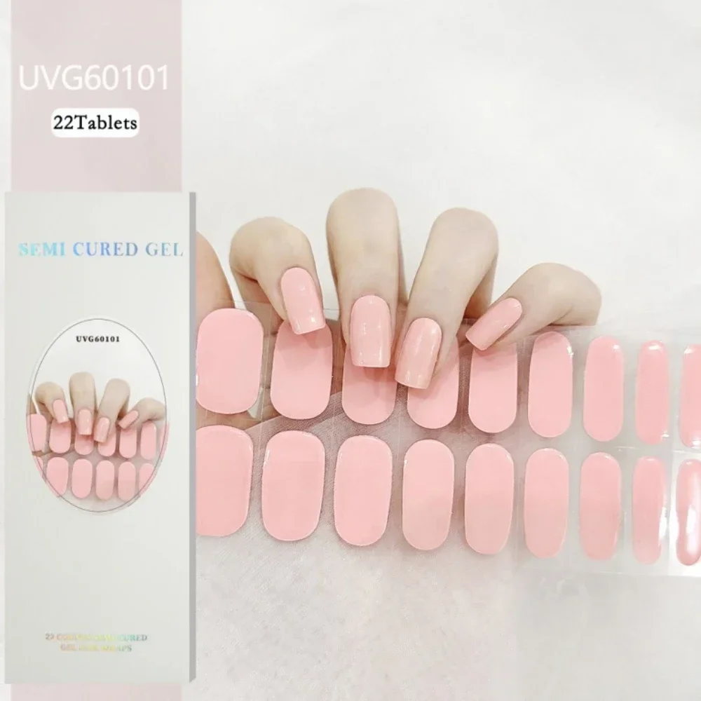 Enveloppes d'ongles en gel durci à la lampe UV, longue durée, couverture complète, vernis, décalcomanies adhésives, manucure française, pointes pour extension d'ongles