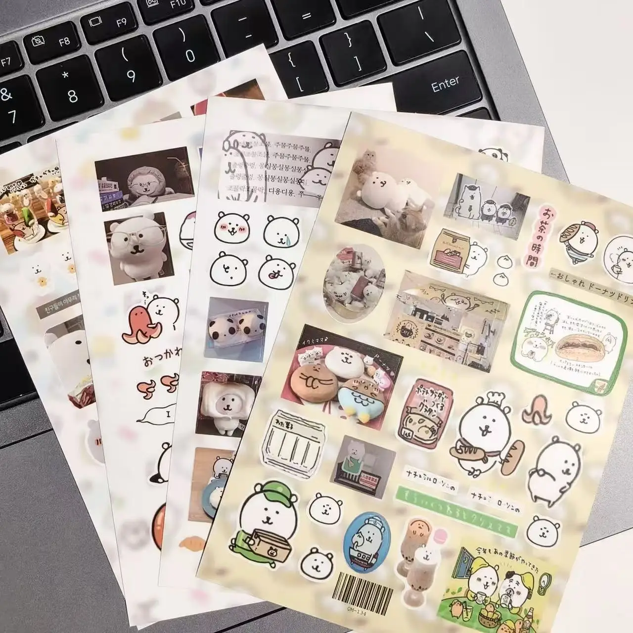 

8 водонепроницаемых самоклеящихся стикеров с забавными мультяшными медведями для декора и коллажей