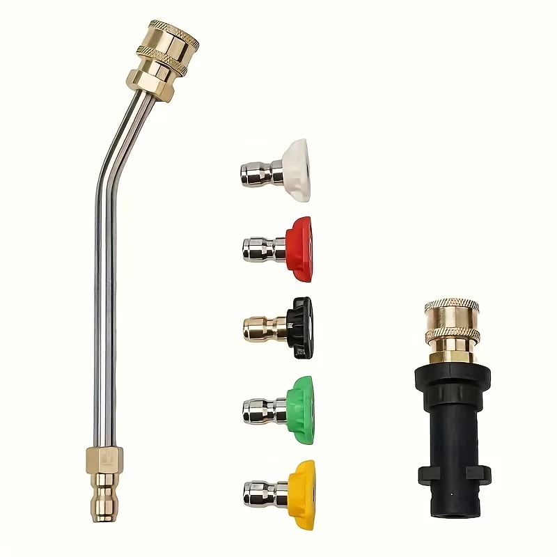5-Color Pressure Washer Nozzle Tips with Extension Wand, Garden Cleaning Accessories, Compatible with K Series