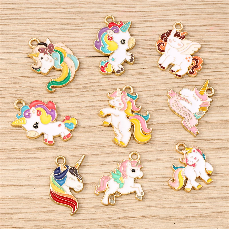 10 Stück Cartoon Tier Charms Emaille Pferd Charms für Schmuckherstellung Ohrringe Anhänger Halsketten Armbänder DIY Bastelzubehör – Detail 14