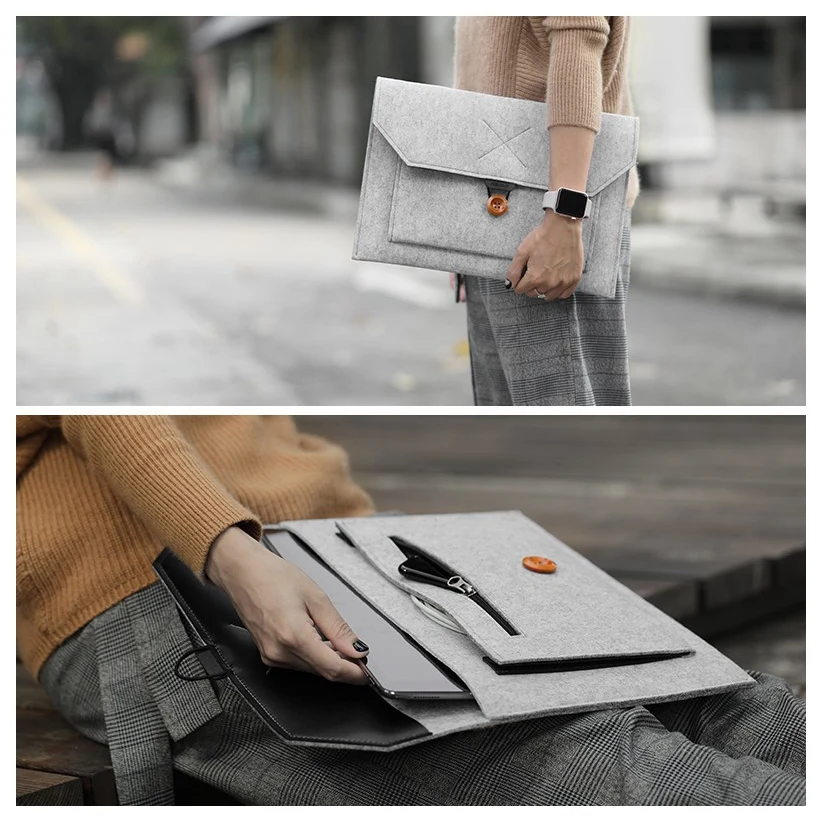 เคสกระเป๋าธุรกิจแบบนิ่มสำหรับ Apple MacBook Air Pro Retina 13แล็ปท็อปสำหรับ Macbook แท็บเล็ตสีเทาอ่อน