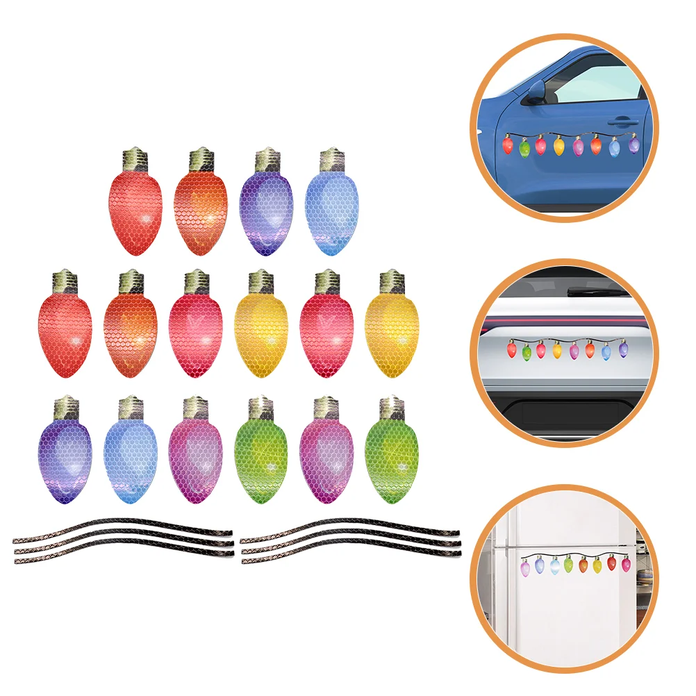 Bulb Refrigerator Magnets Reflective Stickers Holiday Magnetic Bulbs for The Car Light