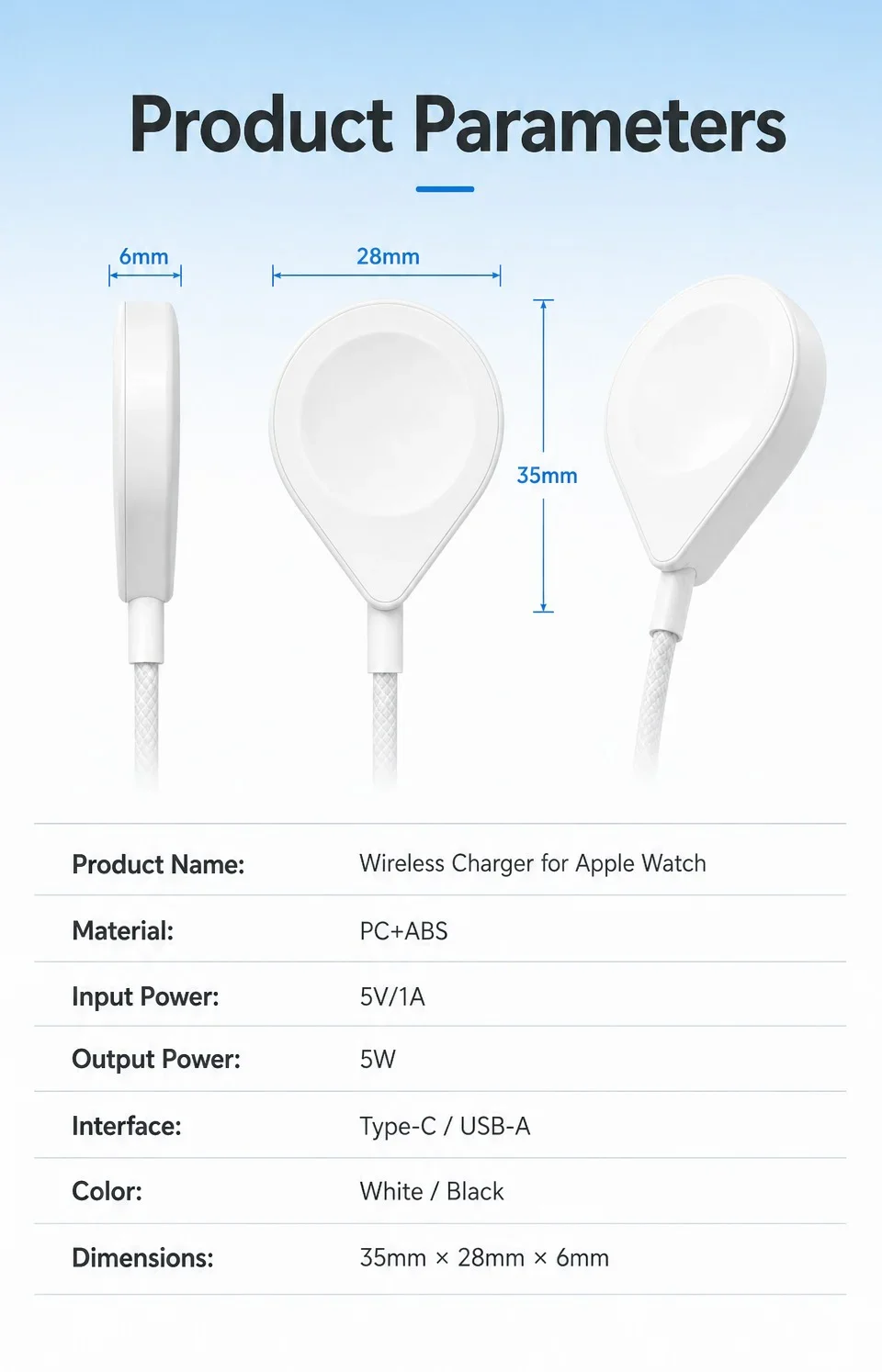 Für Apple Watch Ladegerät USB Typ C Magnetisches Kabelloses Schnell-Ladekabel für iWatch Serie 11 10 9 8 7 6 5 4 3 2 1 Ultra Edition – Detail 9