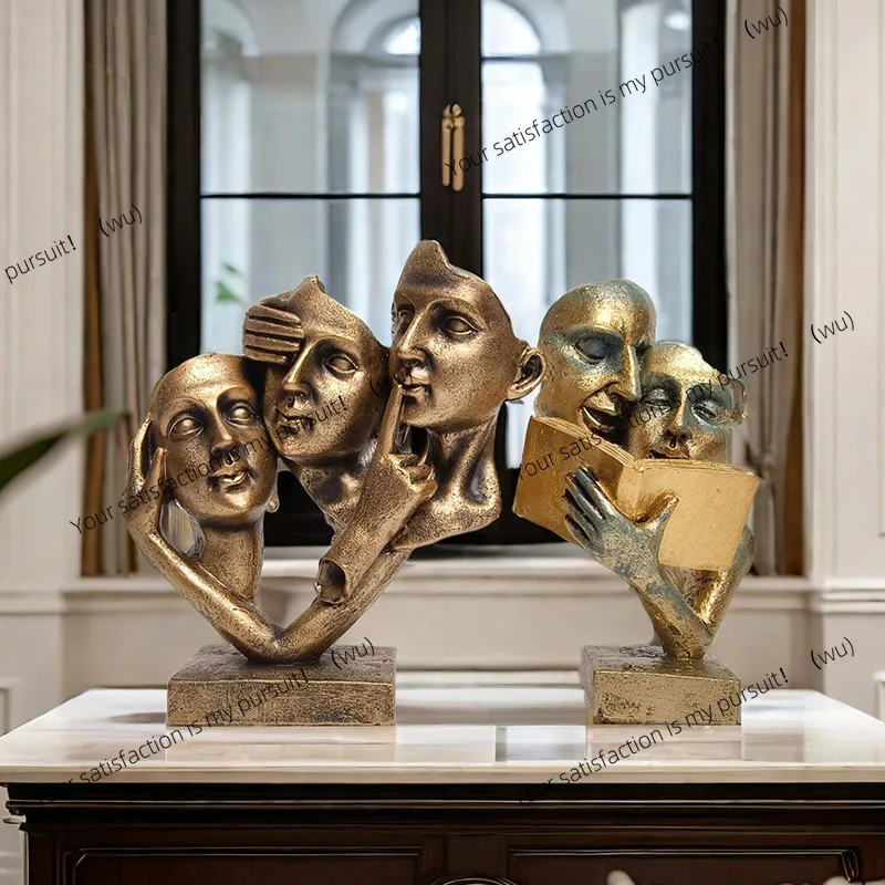 

Creative cartoon desktop office ornament mask face living room entrance resin handicrafts light luxury