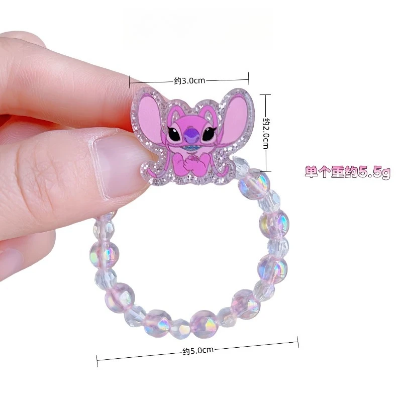 Disney Stitch Beaded Hair Rope for Women Fashion Anime Cartoon Angel Pink or Purple Jewelry Accessories Girls Holiday Gifts