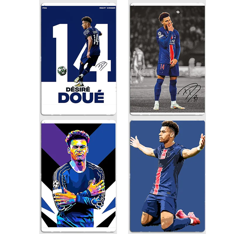 Désiré Doué-Pósteres Retro de jugador de fútbol, cartel de Metal, Bar, Interior, arte de pared del dormitorio, decoración del hogar, decoración de la habitación