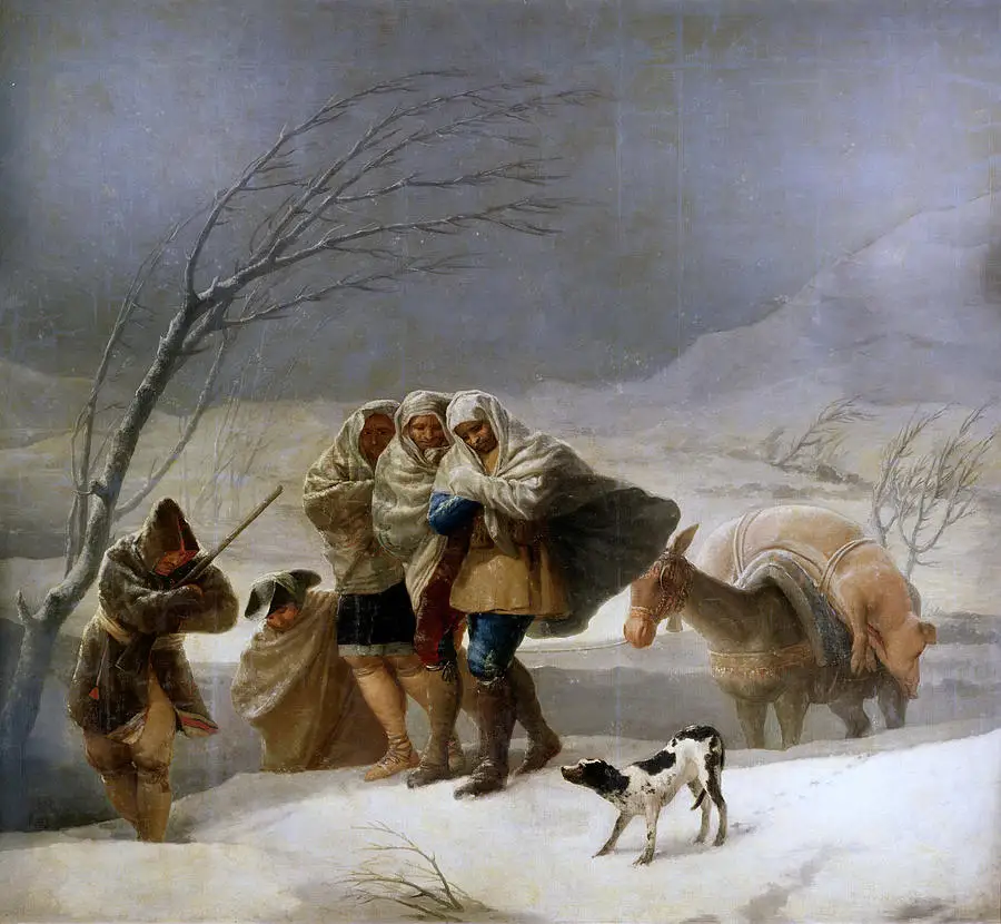 Oil Painting reproduction on linen canvas,the Snowstorm Winter   by Francisco De Goya,Free  Fast Shipping,100% handmade