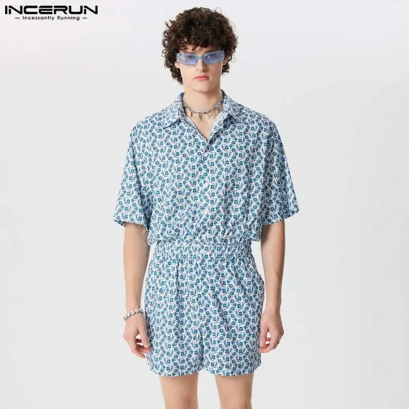 INCERUN 2024 American Style Shorts Men Leisure Streetwear Print Shorts Summer Party Male Hot Selling Short Sleeved Shorts S-5XL