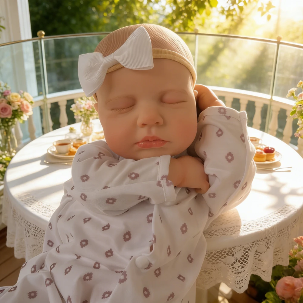 BZDOLL 19in 48CM Lifelike Asleep Reborn Baby Doll Toy with Full Vinyl Body Realistic 3D Skin Doll Fashion Birthday Gift for Kids