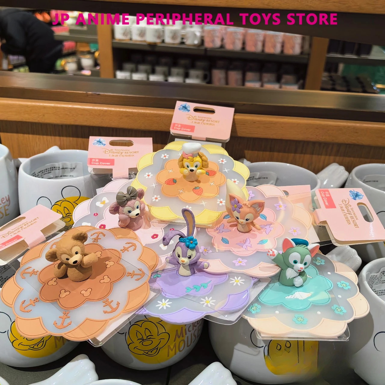 Genuine Disney Cup Cover Cute Cartoon Character Duffy ShellieMay StellaLou Olu Mel Dustproof Silicone Lid Kids Birthday XmasGift