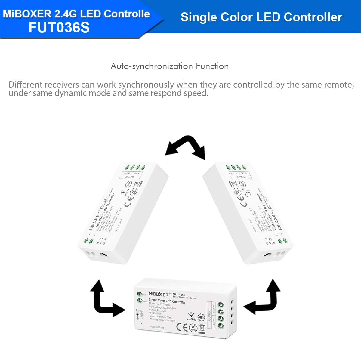 Milight MiBoxer Touch Dimming Remote Led Controller DC12V DC24V 12A PWM Wireless 2.4G LED Dimmer Controller FUT036 for 5050 3528