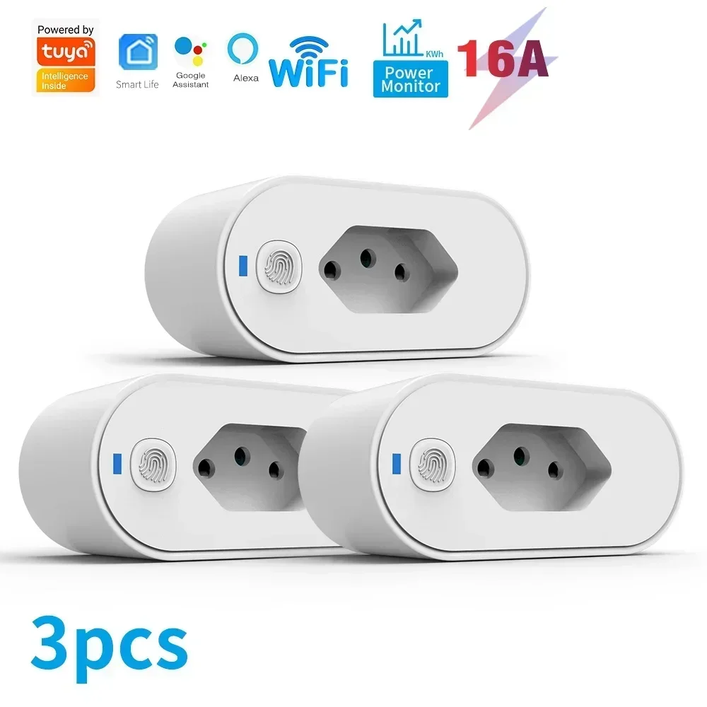 Tuya Wifi Socket Adaptador De Soquete Inteligente 16A Suporte Smart Life AppControle De Tempo Alexa Google Home Controle Vioce