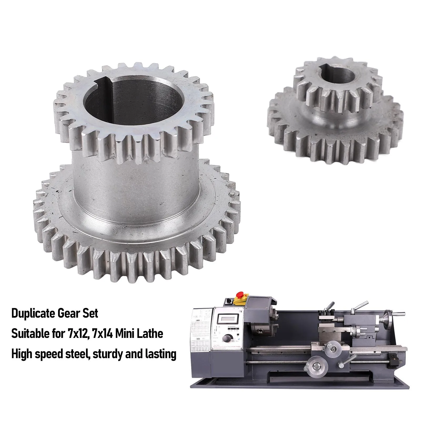 

Набор металлических шестерен, 2-скоростная, высокая, низкая, дубликатная шестерня, замена для 0618, 7x12, 7x14, мини-токарный станок, дубликат шестерни