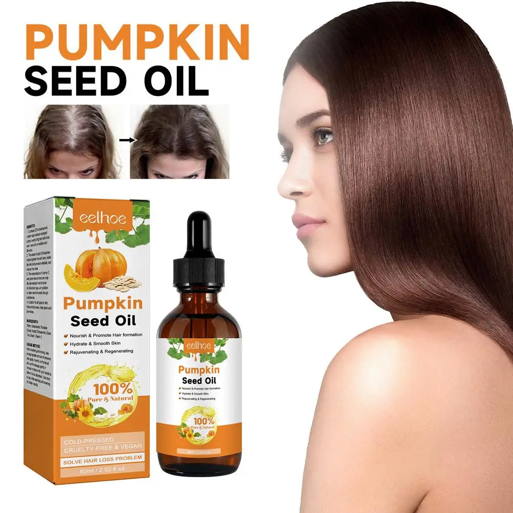 Effective Pumpkin Seed Oil Oil Prevent Hair Loss Body Ingredient Massage Skin 60ml HairCare Natural Scalp Nourishing K5X9