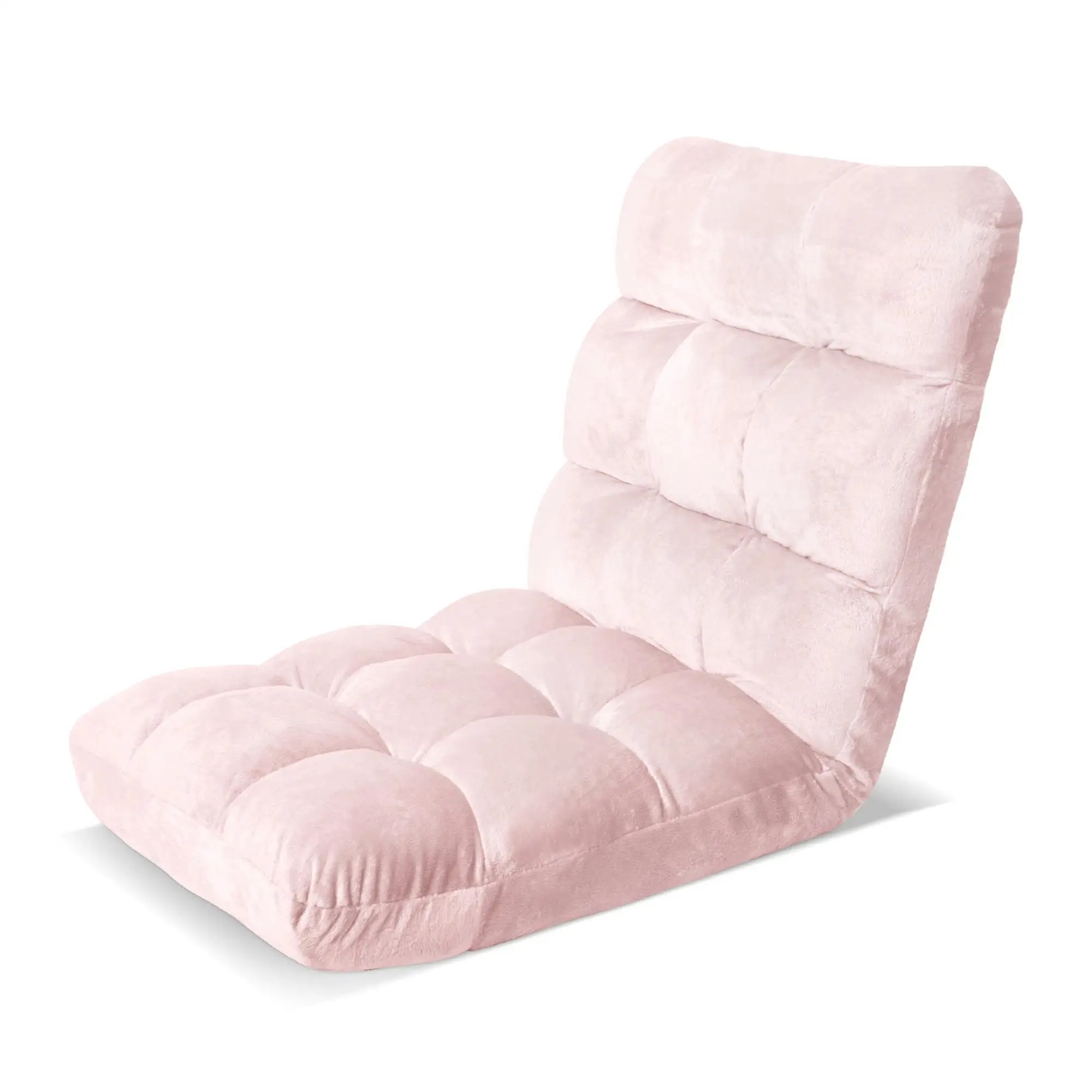 &Pink Flannel Floor Sofa Bed Convertible Lounger for Living Room Bedroom Relaxation Soft Padded Cushion Seating Furniture