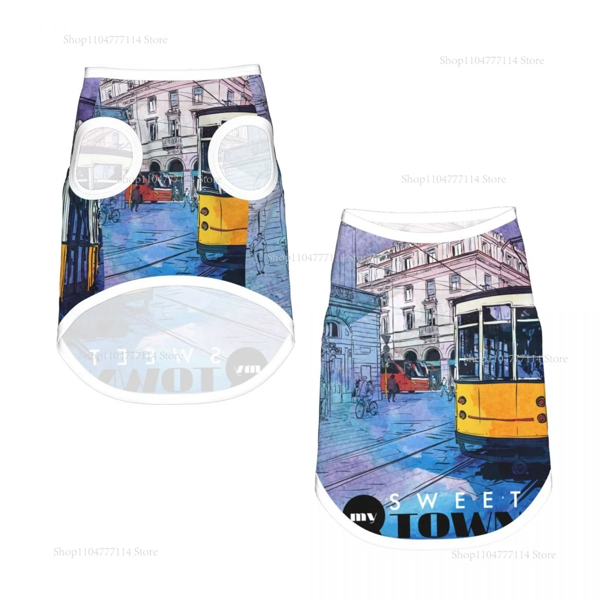 Aquarela velho pôr doce cidade camisas para cães colete filhote de cachorro verão roupas para cães pequenos filhote de cachorro gato t camisa animal de estimação