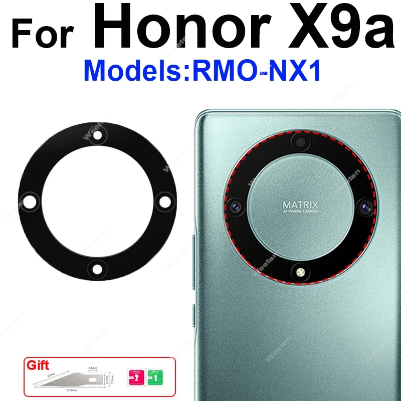 Back Rear Camera Glass Lens with Adhesive Sticker For Honor X9a RMO-NX1 Inner Camera Ring Lens Glass Replacement Repair Parts