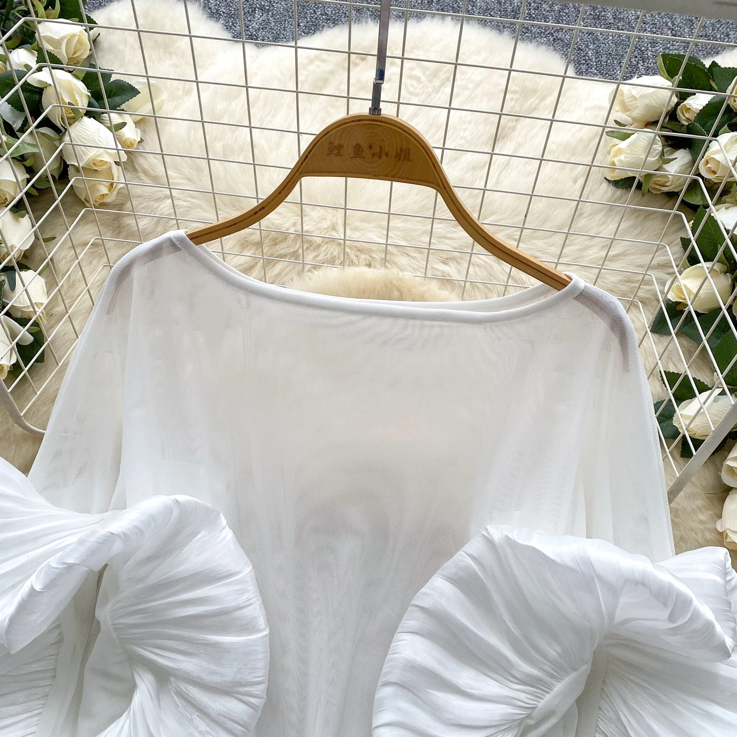 Camicetta ampia con volant chic Camicetta sexy T-shirt basic Moda donna Streetwear abbigliamento donna hotsweet