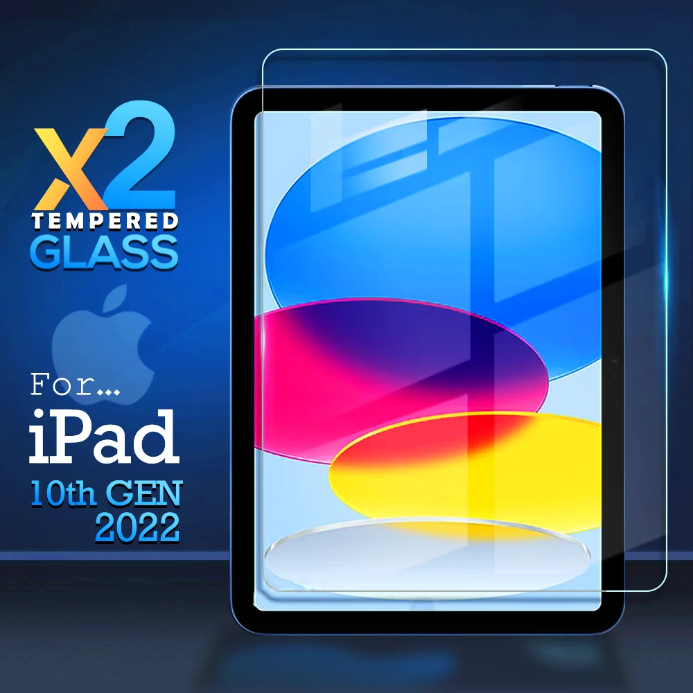 Protector de pantalla de 2 piezas para iPad, película protectora de vidrio templado transparente antiarañazos para ipad 10, 2022, 10,9 pulgadas, A2757, A2777, A2696