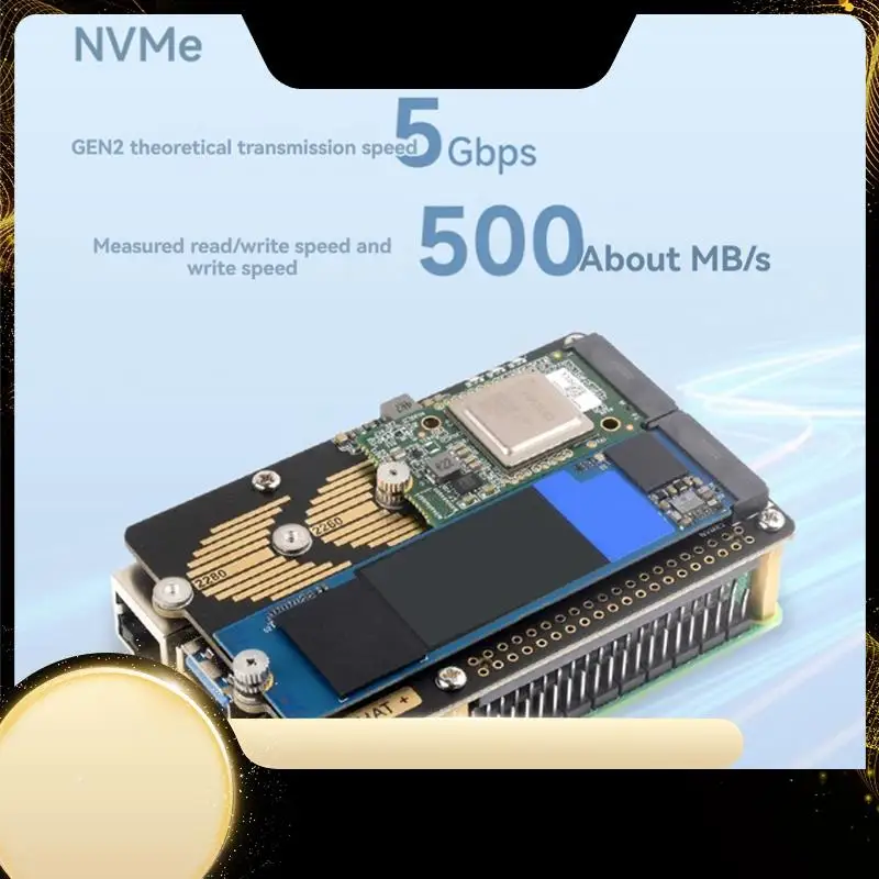 Waveshare Pcie To Dual Channel M.2 Adapter Board Module For Raspberry Pi 5 5Gbps Module Hard Disk Read/Write Faster Module