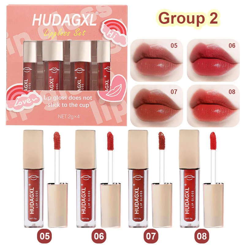 3 Pcs Matte Lipstick Lip Gloss Sets  Longlasting Red Nude Nude Liquid Lipsticks Non-stick Cup Lip Tint Makeup Pigment