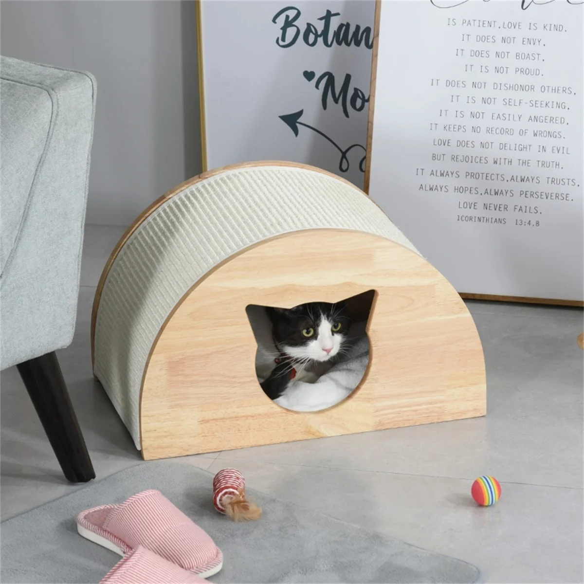 Cat Beds For Indoor Cat Wooden Comfortable Cat House Cozy Cat Bed Cave Multi Small Pet Large Kitty, Sturdy Structure Cat House