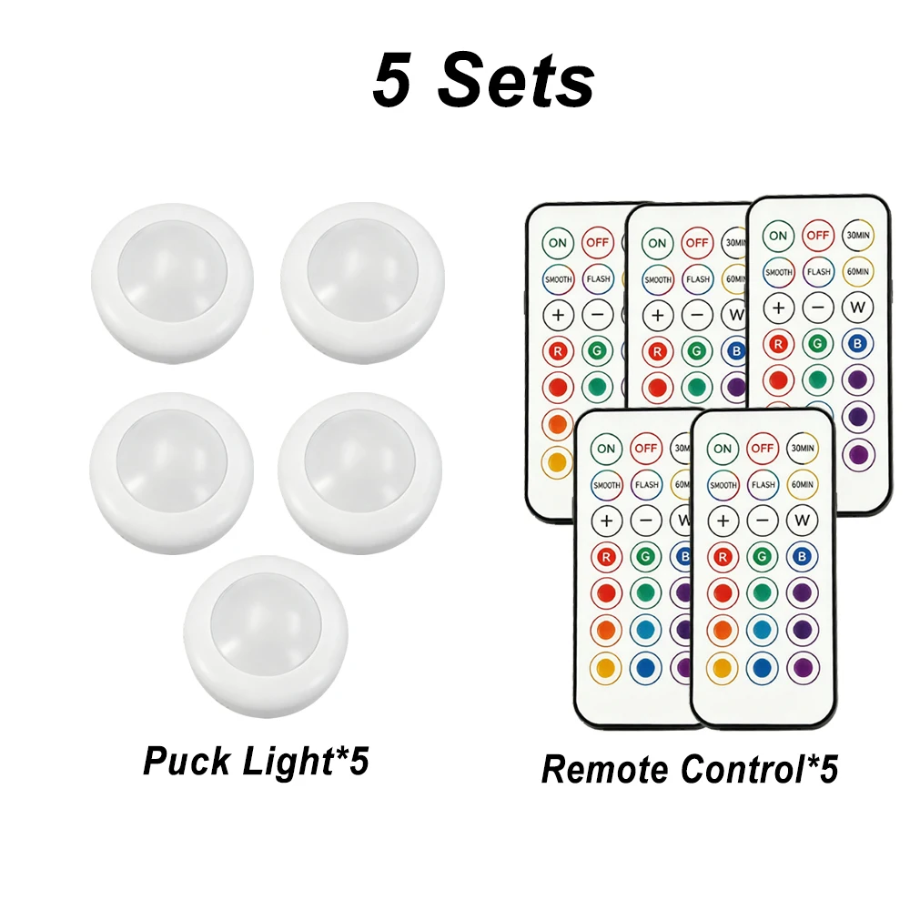 Puck Lights für Bambu Lab KC007 – Fernbedienbare RGBW DIY Hardware, einstellbares 16-Farben-Rund-LED-Lampen-Kit mit Steuerung für 3D-Druckteile