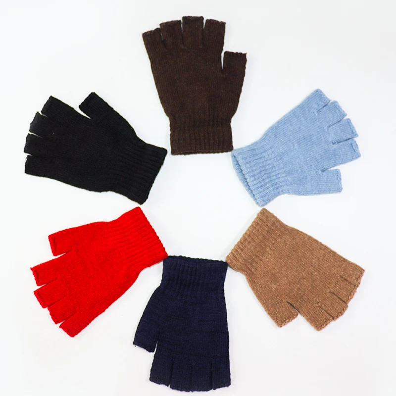 Unisex-Woll-Halbfingerhandschuhe zum Schreiben, Fahren, Herbst und Winter, warme Strickhandschuhe, Touchscreen, kompatibel mit Studenten-Essentia