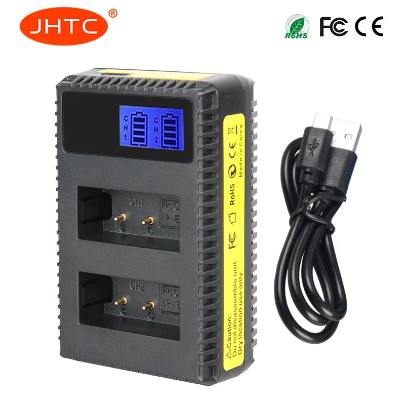 JHTC-cargador con pantalla LCD, LP-E17 LP E17 para cámaras Canon EOS 750D 760D T6i T6s M3 Kiss X8i 8000D LPE17 E17