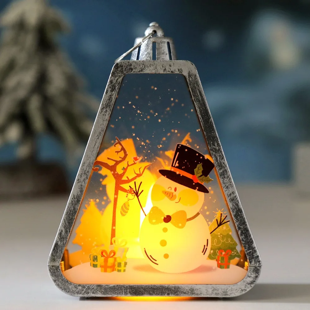 Vintage Style Christmas Lantern Decor Retro Design Warm Cozy Tabletop Ornament Delicate Craftsmanship Light Up