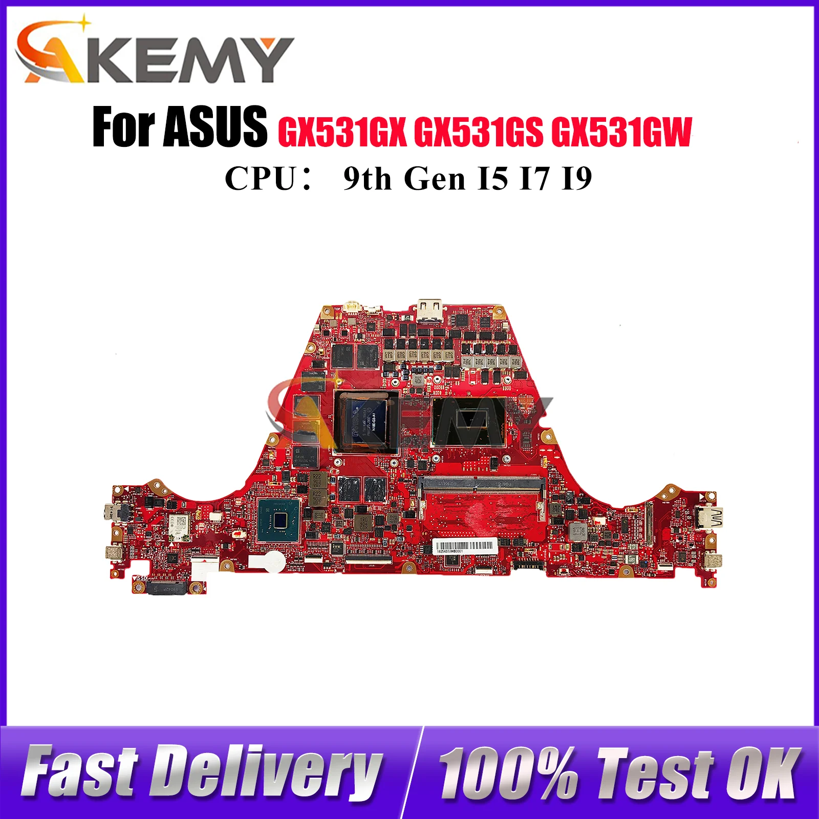 

GX531GX Laptop Motherboard For ASUS ROG Zephyrus GX531GS GX531GM GX531GW GX531GV GX531G GX531GX Mainboard I5 I7 I9 CPU tests OK