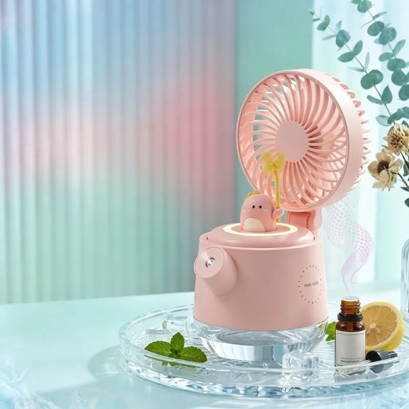 AC93-USB Charging 4-In-1 Cute Pet Water Bottle Spray Fan-Dreamy Desktop Humidifier Fan